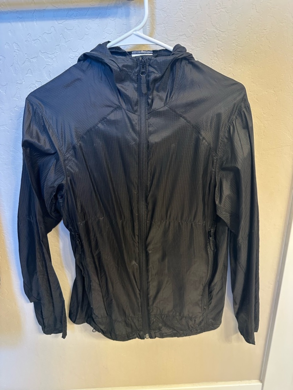 Lightweight Black Hooded Windbreaker Jacket